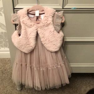 NWT  18 month pink dress with 12 month vest